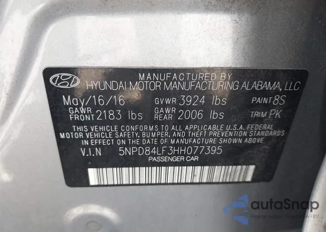 2017 Hyundai Elantra Se from USA, damaged, VIN 5NPD84LF3HH077395